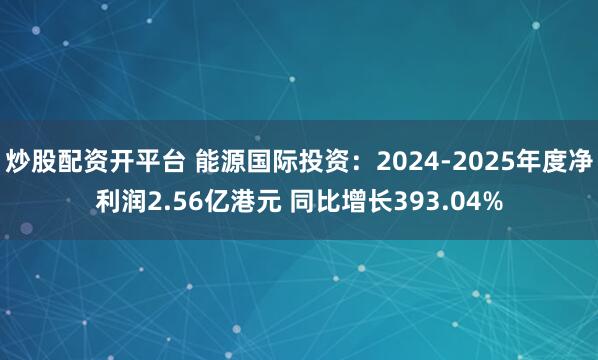 炒股配资开平台 能源国际投资：2024-2025年度净利润2.56亿港元 同比增长393.04%